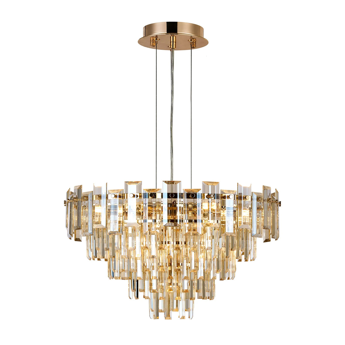 Velator 610mm Pendant in French Gold with Champagne Crystal Glass