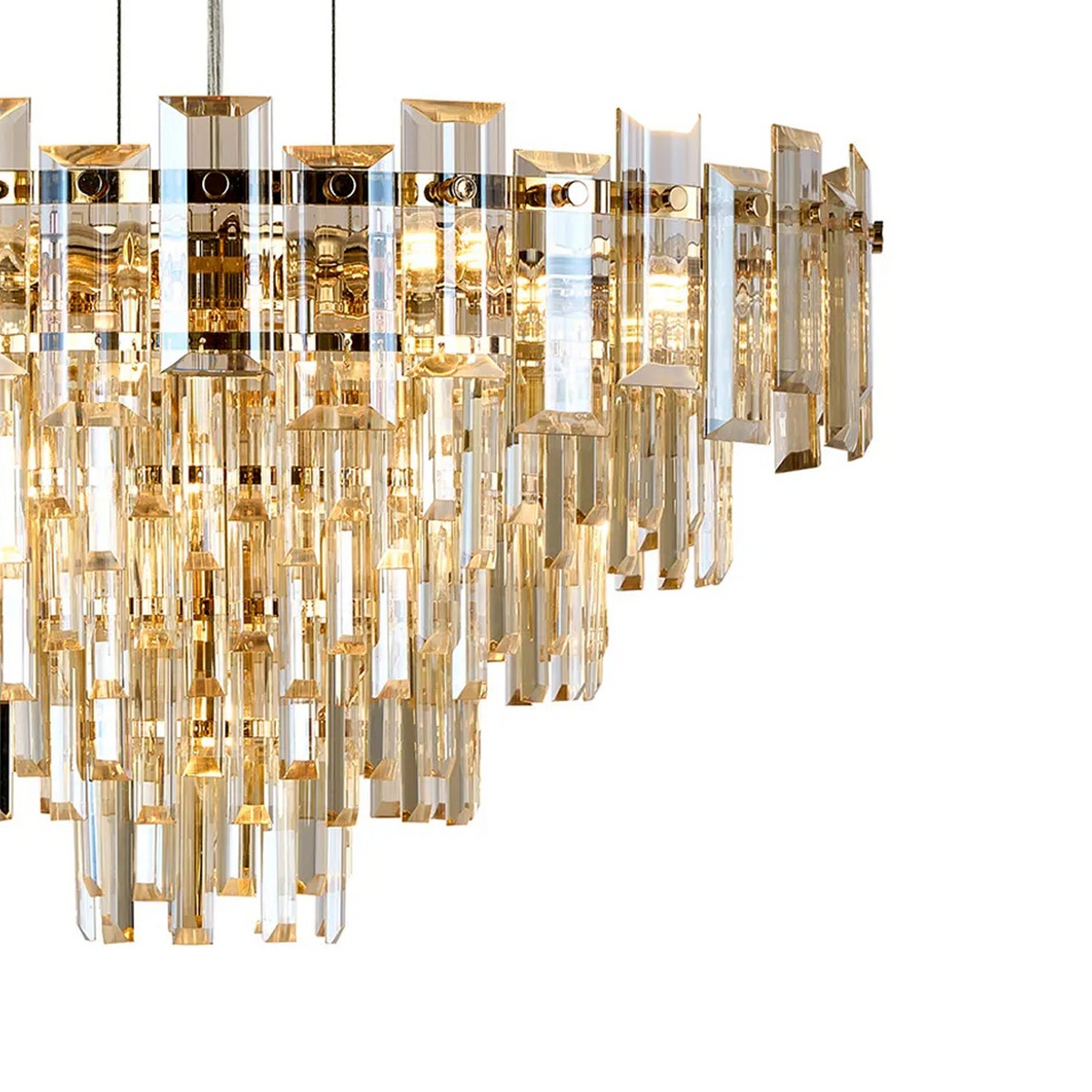Velator 610mm Pendant in French Gold with Champagne Crystal Glass