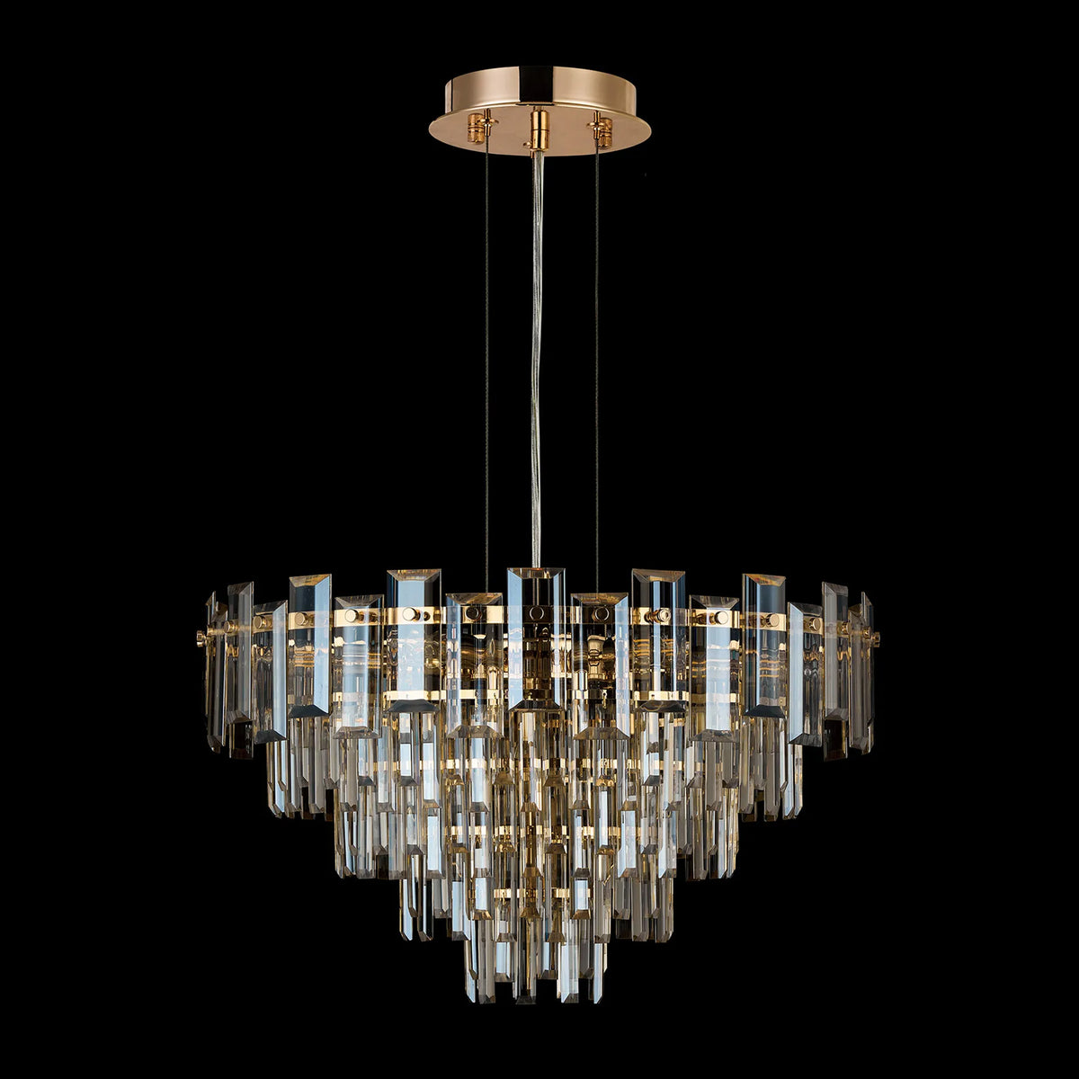 Velator 610mm Pendant in French Gold with Champagne Crystal Glass