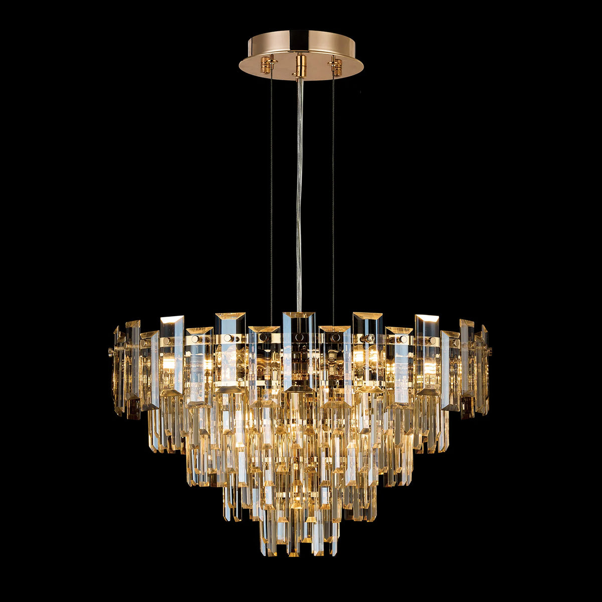 Velator 610mm Pendant in French Gold with Champagne Crystal Glass