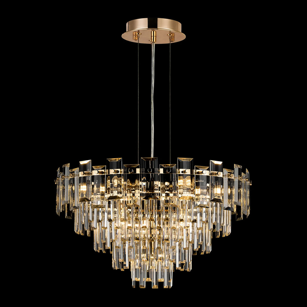 Velator 610mm Pendant in French Gold with Clear Crystal Glass