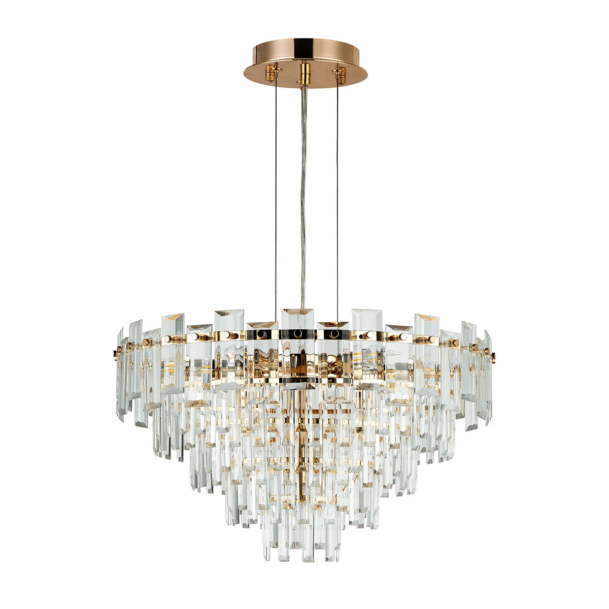 Velator 610mm Pendant in French Gold with Clear Crystal Glass