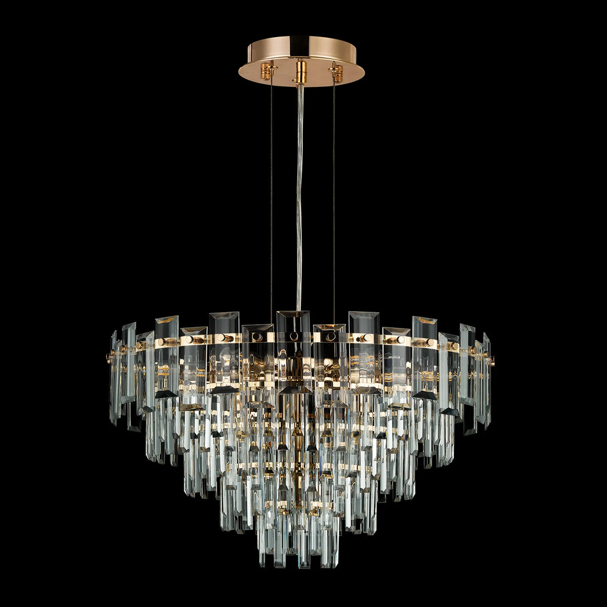 Velator 610mm Pendant in French Gold with Clear Crystal Glass