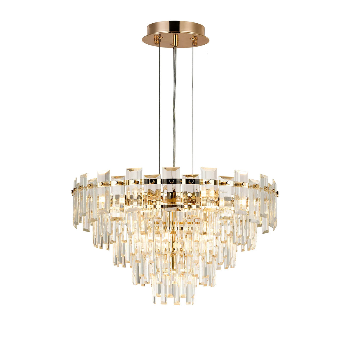 Velator 610mm Pendant in French Gold with Clear Crystal Glass