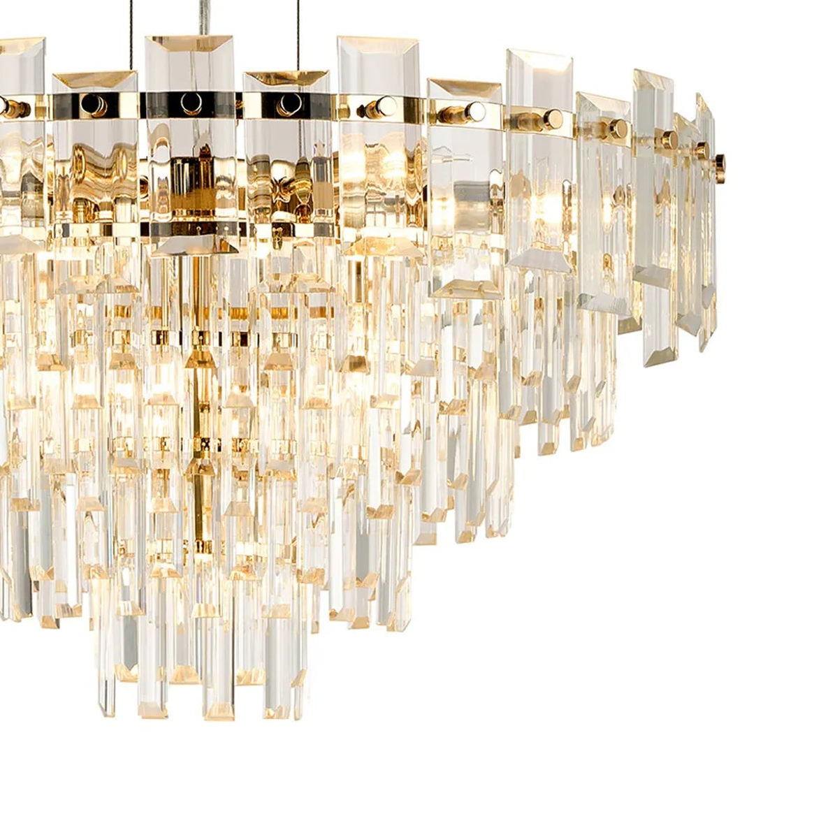 Velator 610mm Pendant in French Gold with Clear Crystal Glass