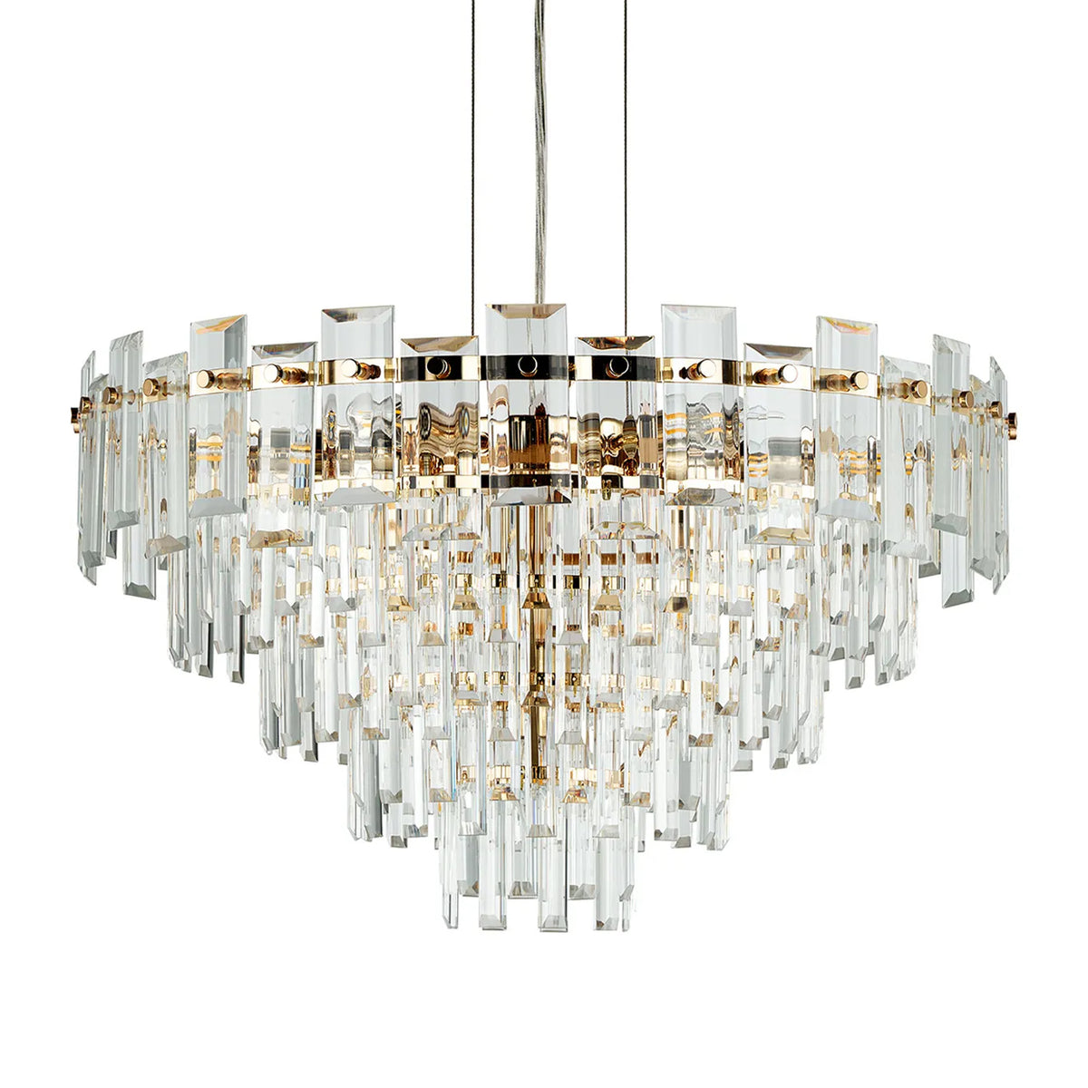 Velator 610mm Pendant in French Gold with Clear Crystal Glass