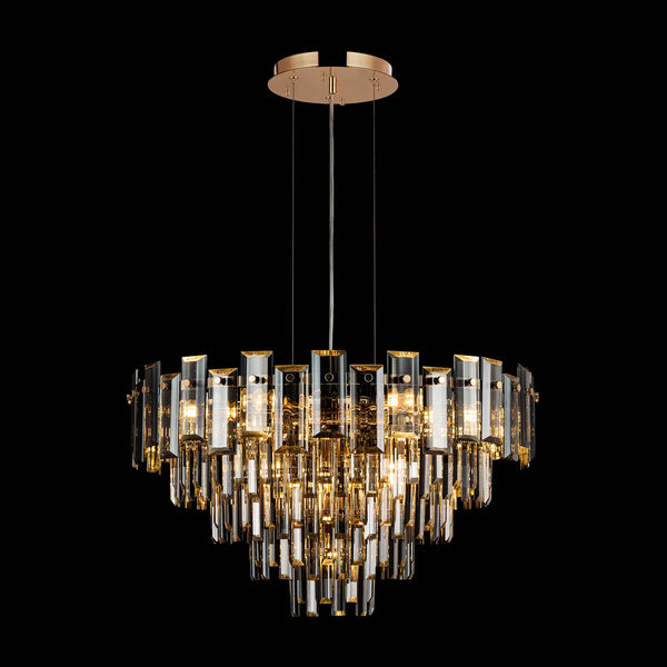 Velator 610mm Pendant in French Gold with Smoked Crystal Glass