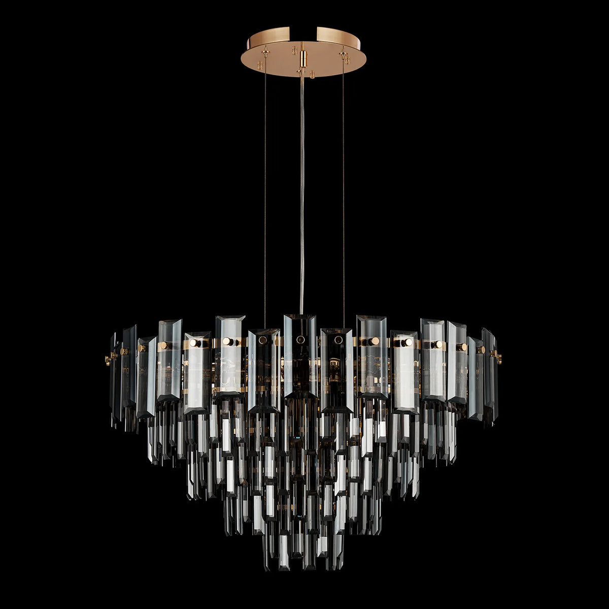 Velator 610mm Pendant in French Gold with Smoked Crystal Glass