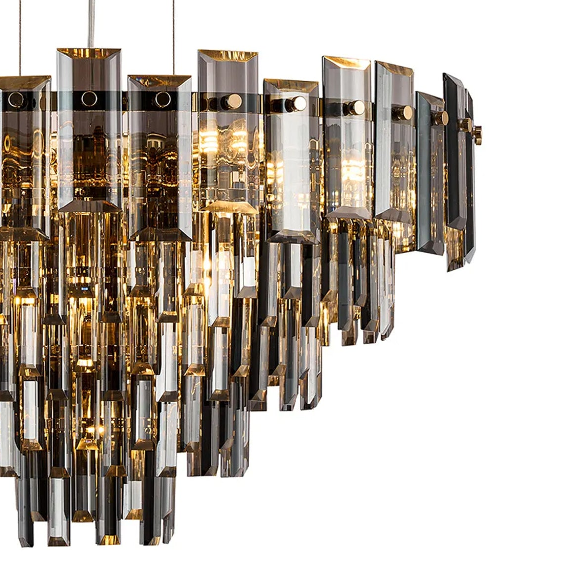 Velator 610mm Pendant in French Gold with Smoked Crystal Glass