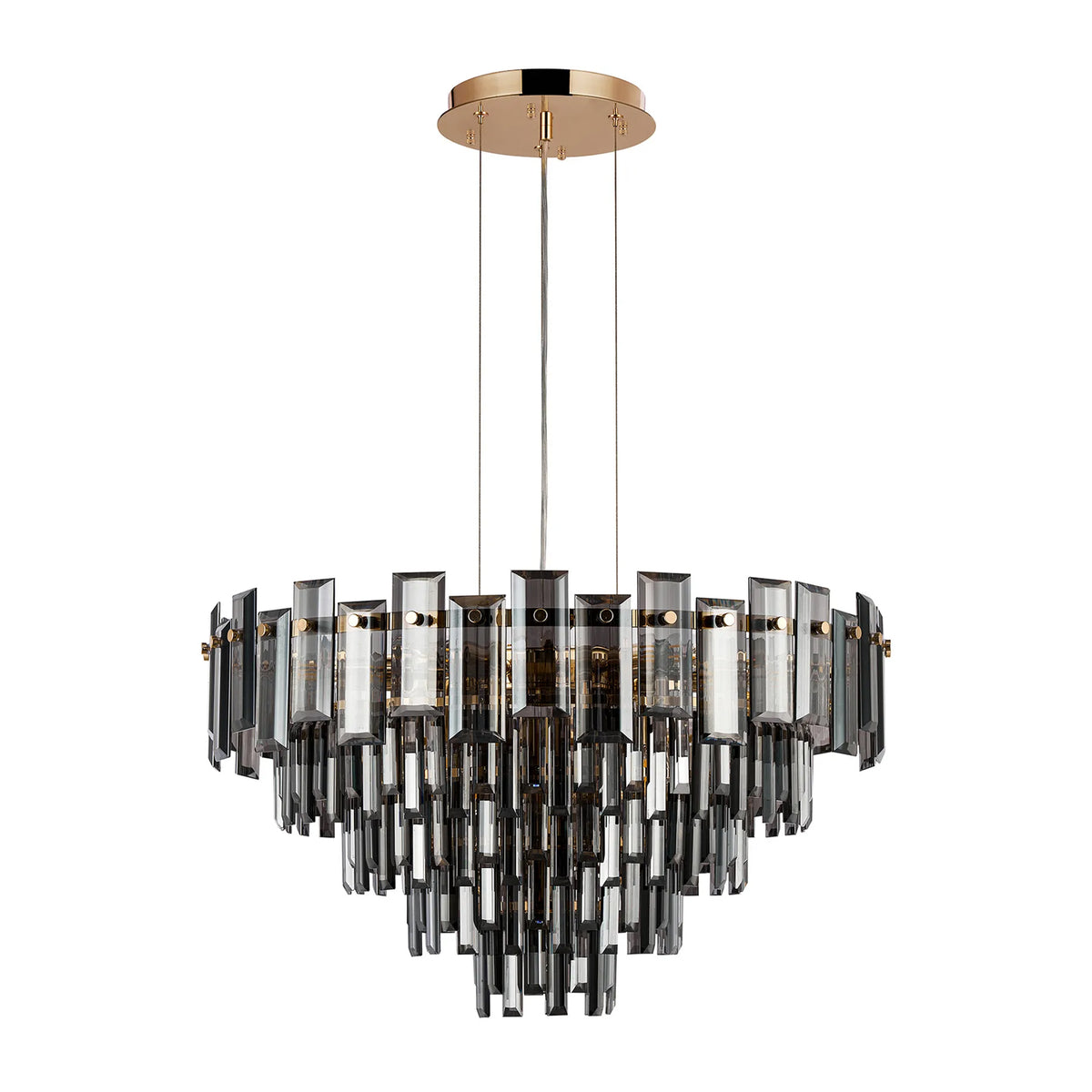 Velator 610mm Pendant in French Gold with Smoked Crystal Glass