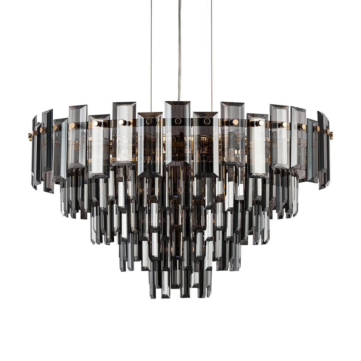 Velator 610mm Pendant in French Gold with Smoked Crystal Glass