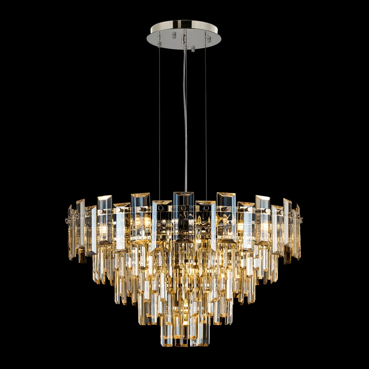 Velator 610mm Pendant in Polished Nickel with Champagne Crystal Glass