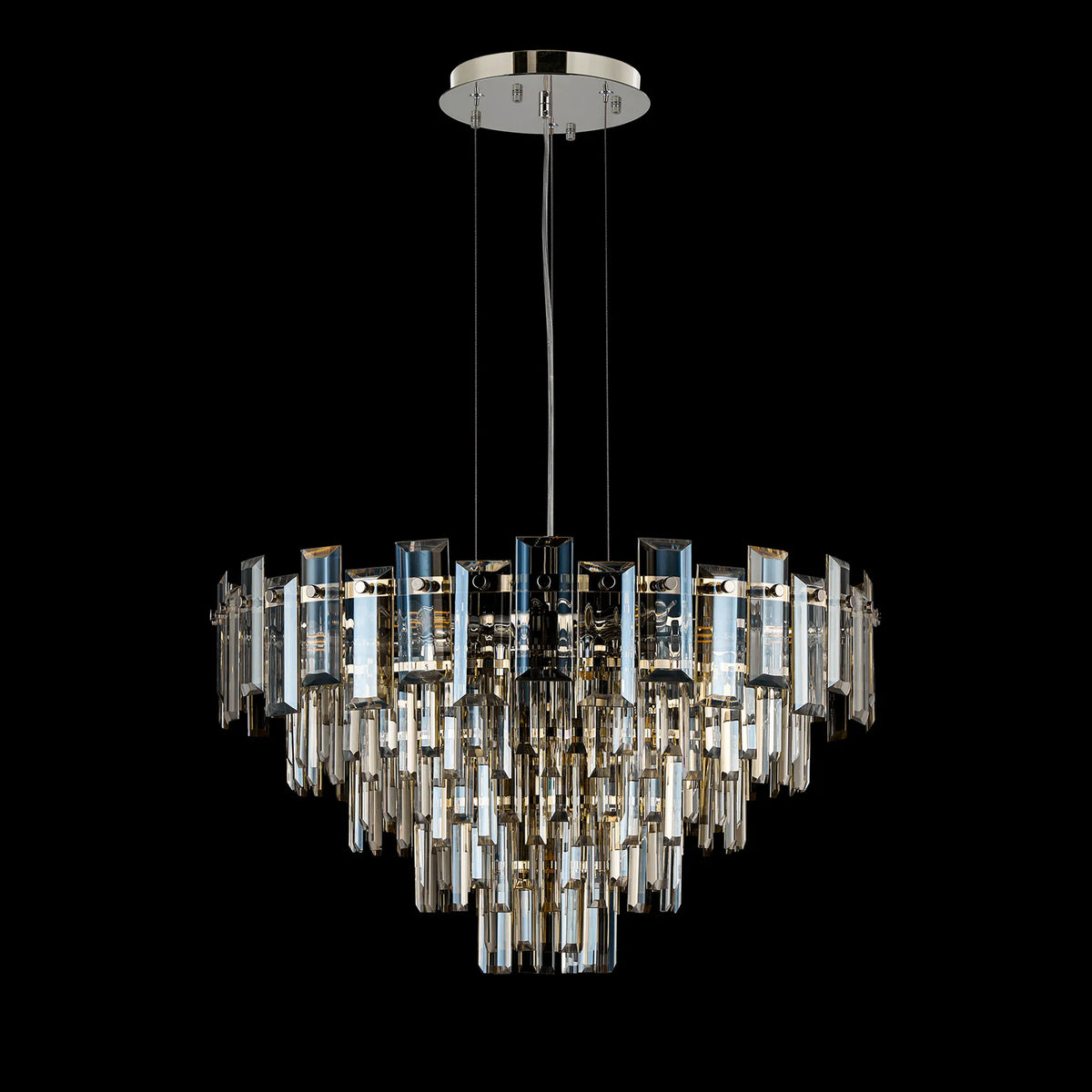 Velator 610mm Pendant in Polished Nickel with Champagne Crystal Glass
