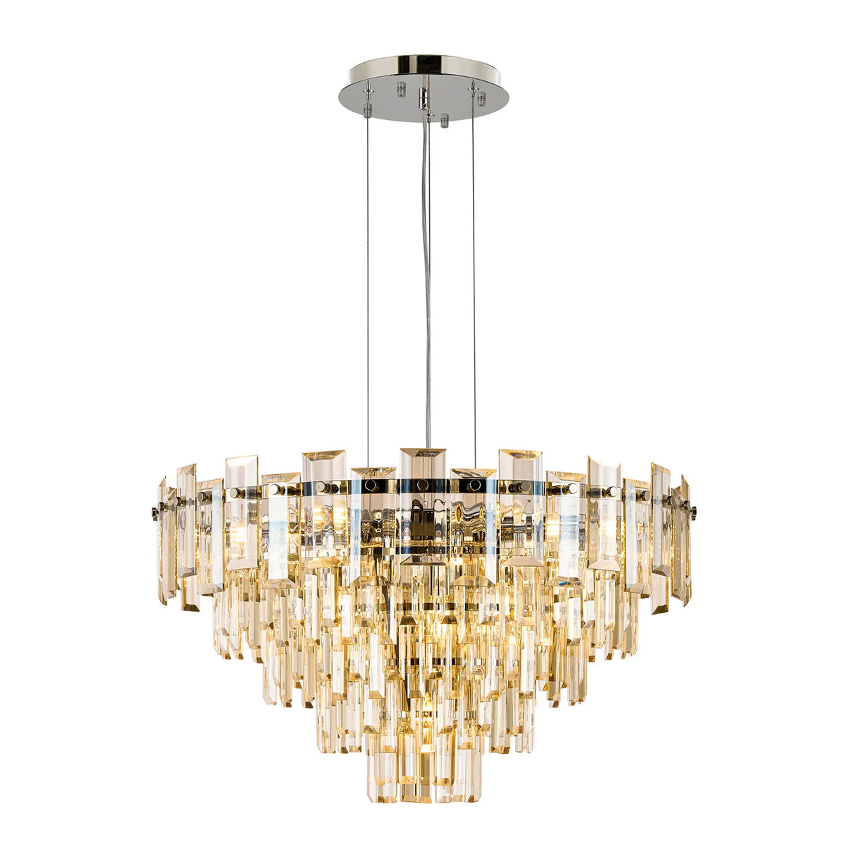 Velator 610mm Pendant in Polished Nickel with Champagne Crystal Glass