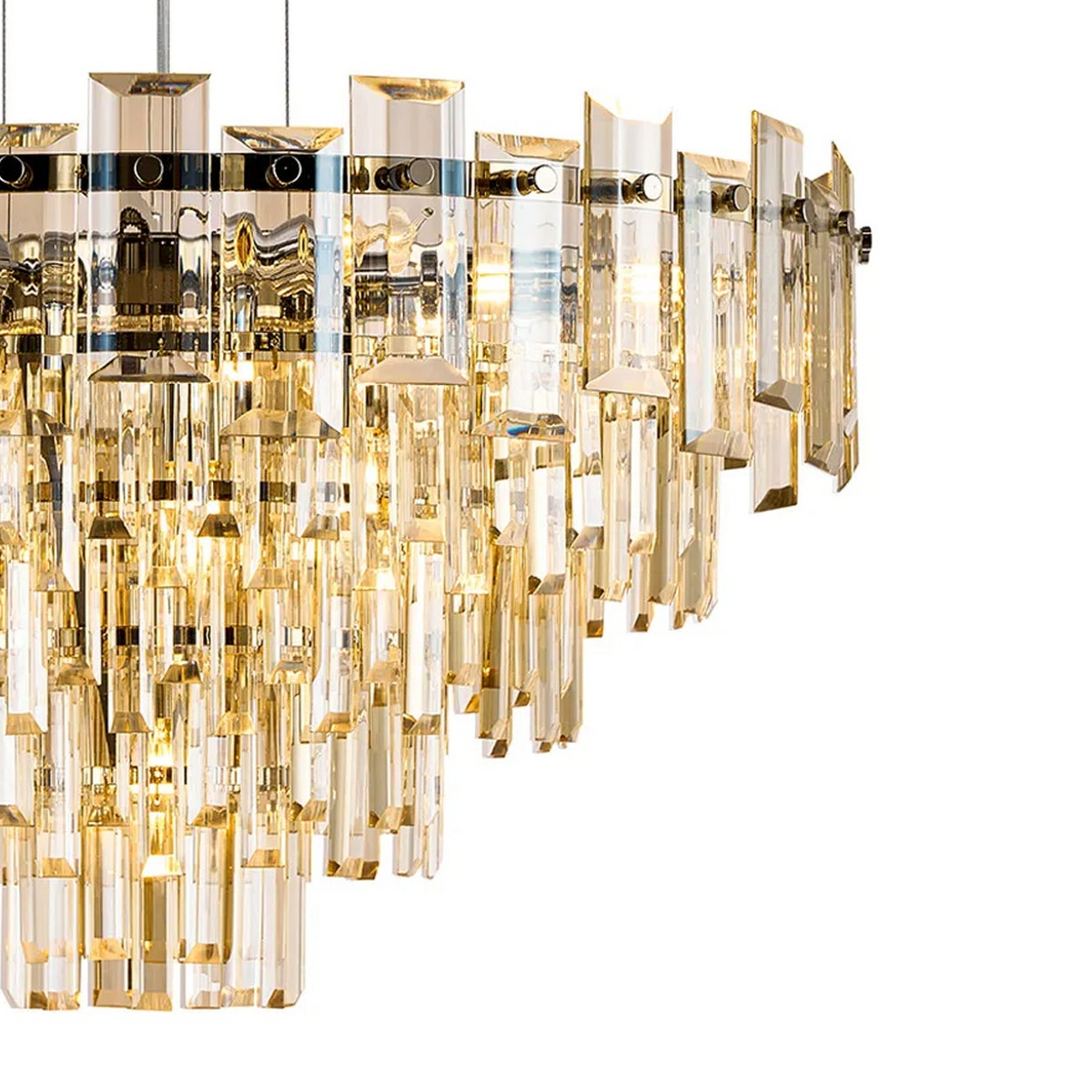 Velator 610mm Pendant in Polished Nickel with Champagne Crystal Glass
