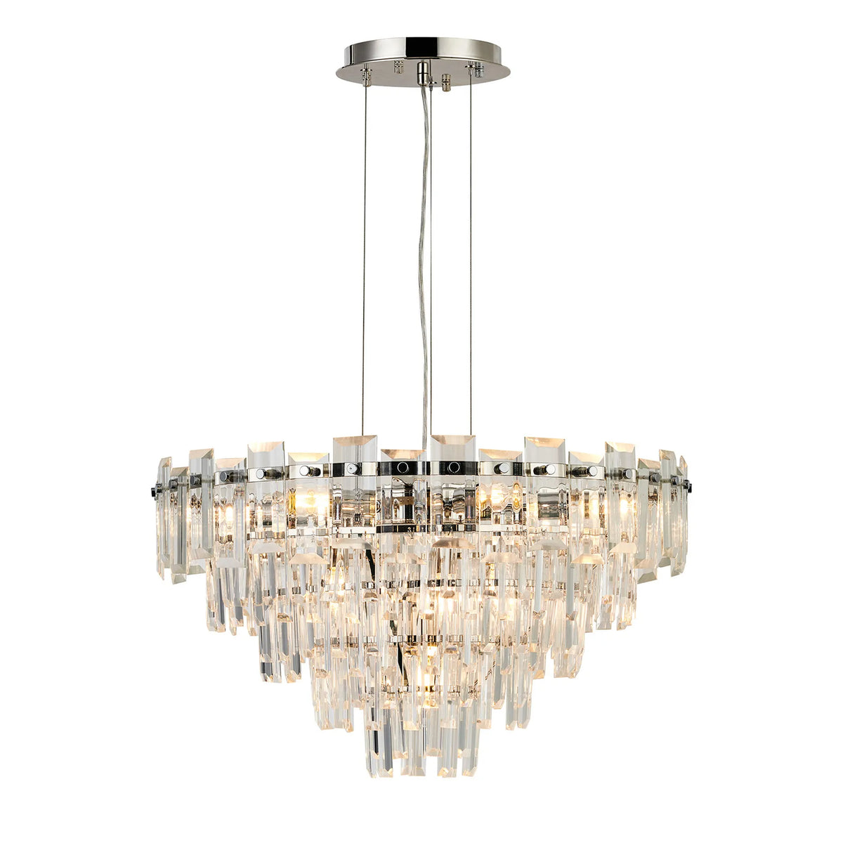 Velator 610mm Pendant in Polished Nickel with Clear Crystal Glass