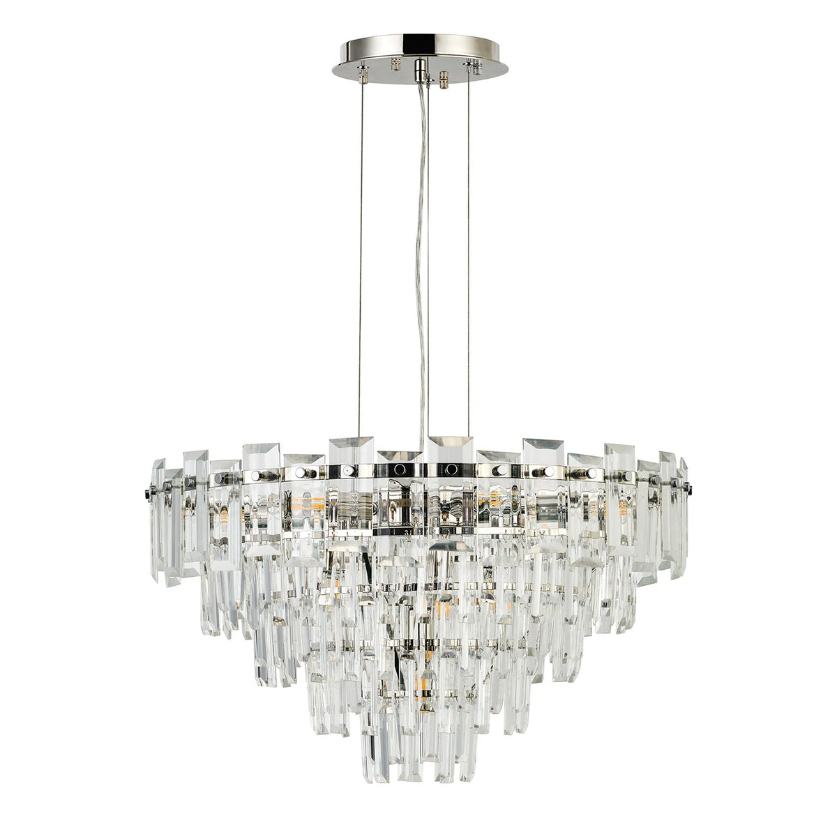 Velator 610mm Pendant in Polished Nickel with Clear Crystal Glass