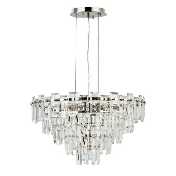 Velator 610mm Pendant in Polished Nickel with Clear Crystal Glass