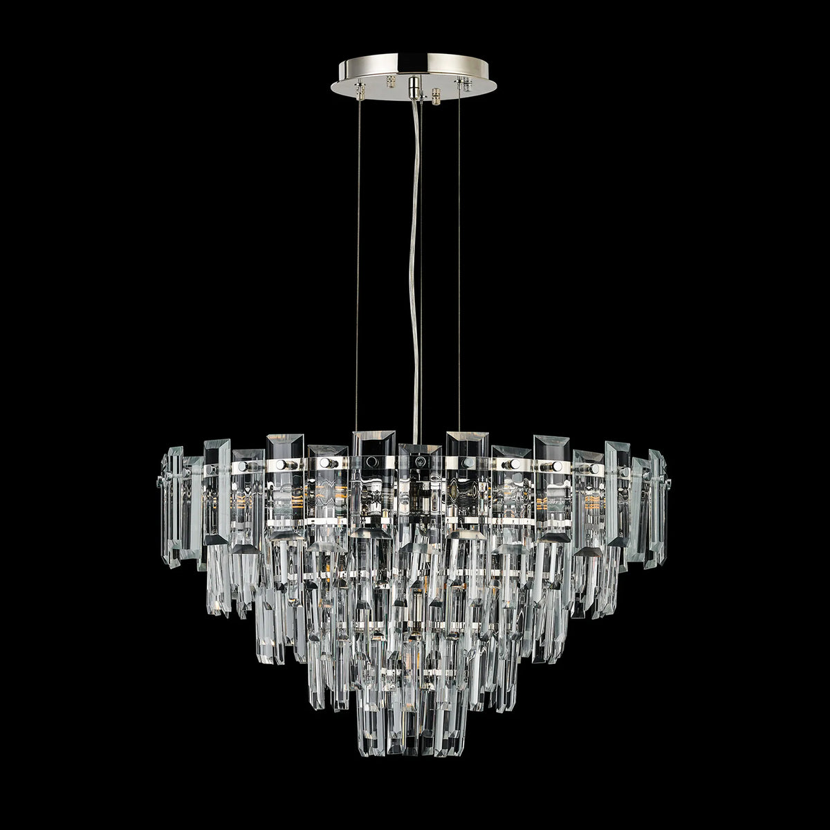 Velator 610mm Pendant in Polished Nickel with Clear Crystal Glass