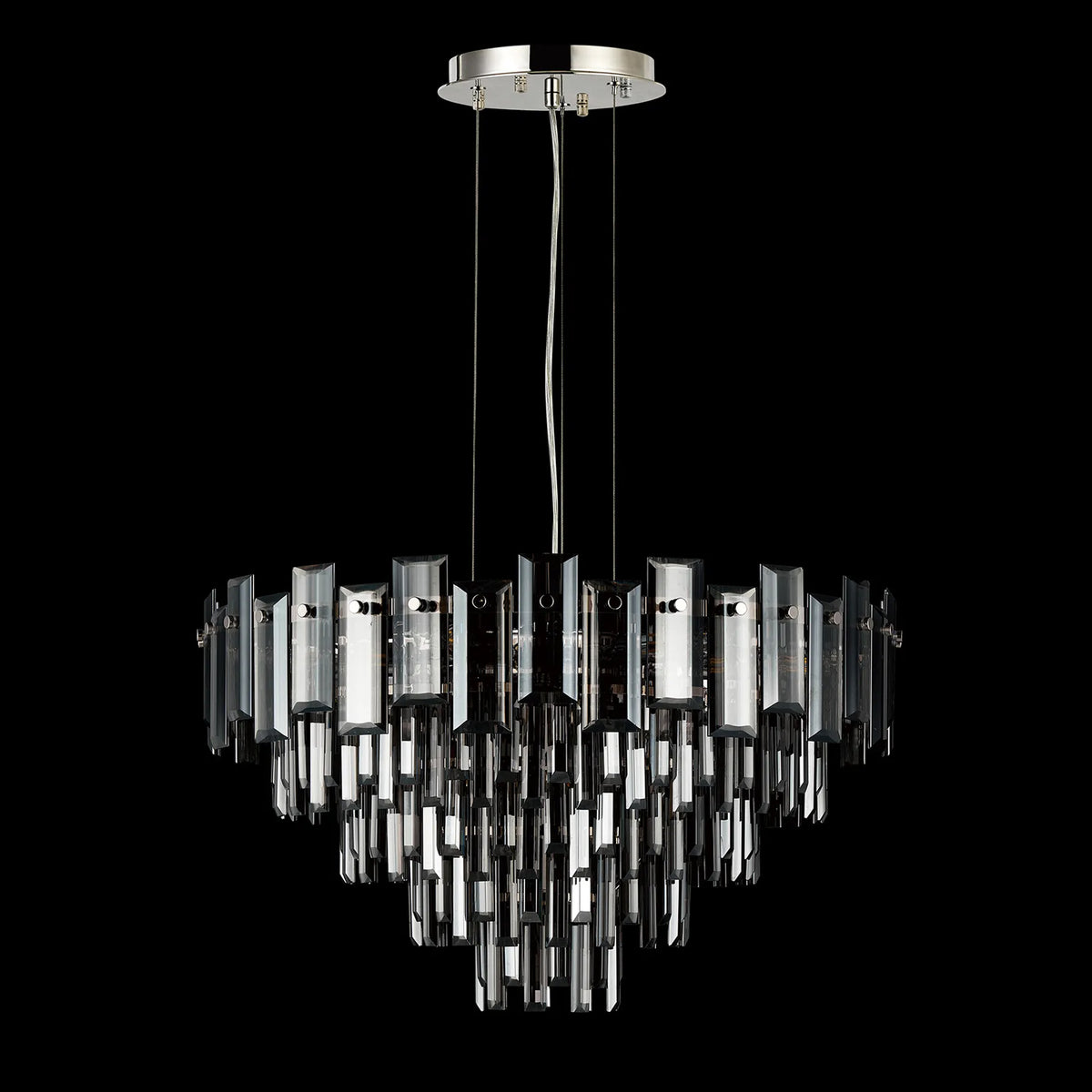 Velator 610mm Pendant in Polished Nickel with Smoked Crystal Glass