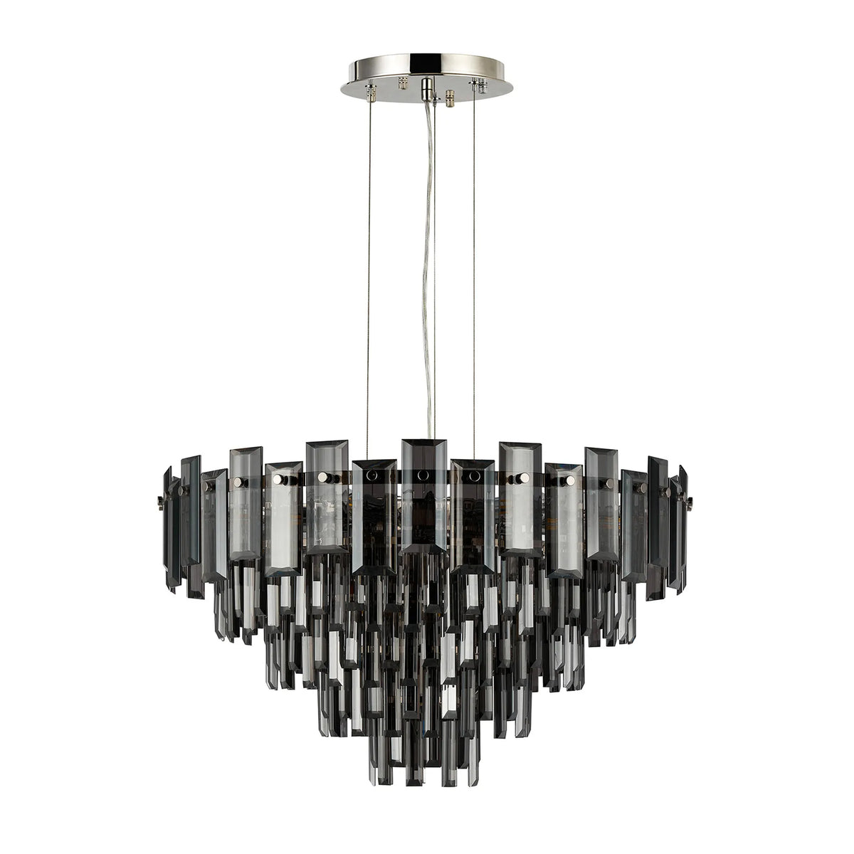 Velator 610mm Pendant in Polished Nickel with Smoked Crystal Glass