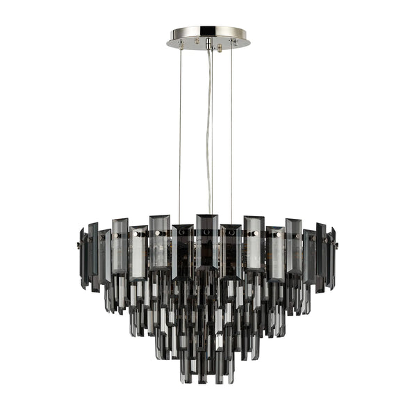 Velator 610mm Pendant in Polished Nickel with Smoked Crystal Glass