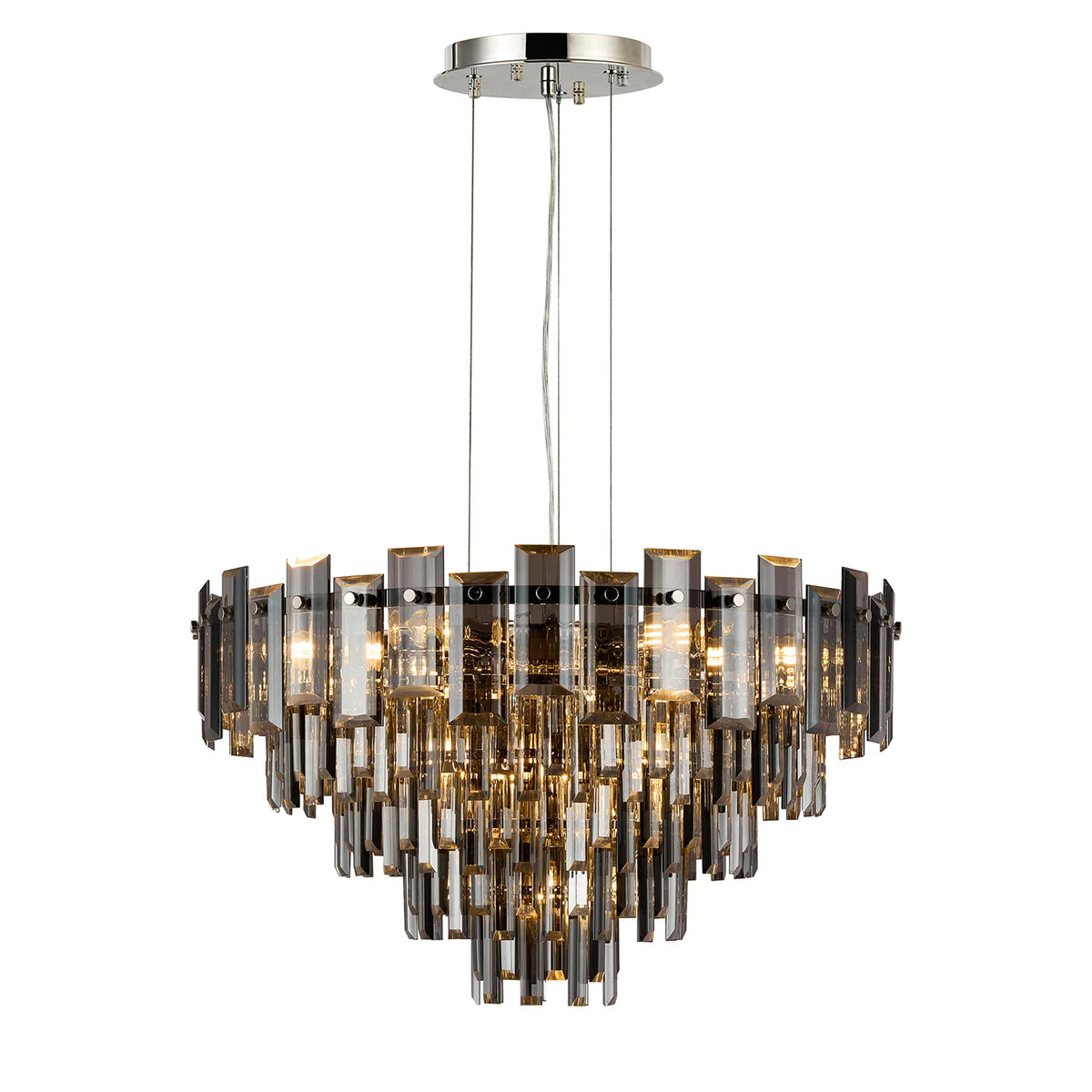 Velator 610mm Pendant in Polished Nickel with Smoked Crystal Glass