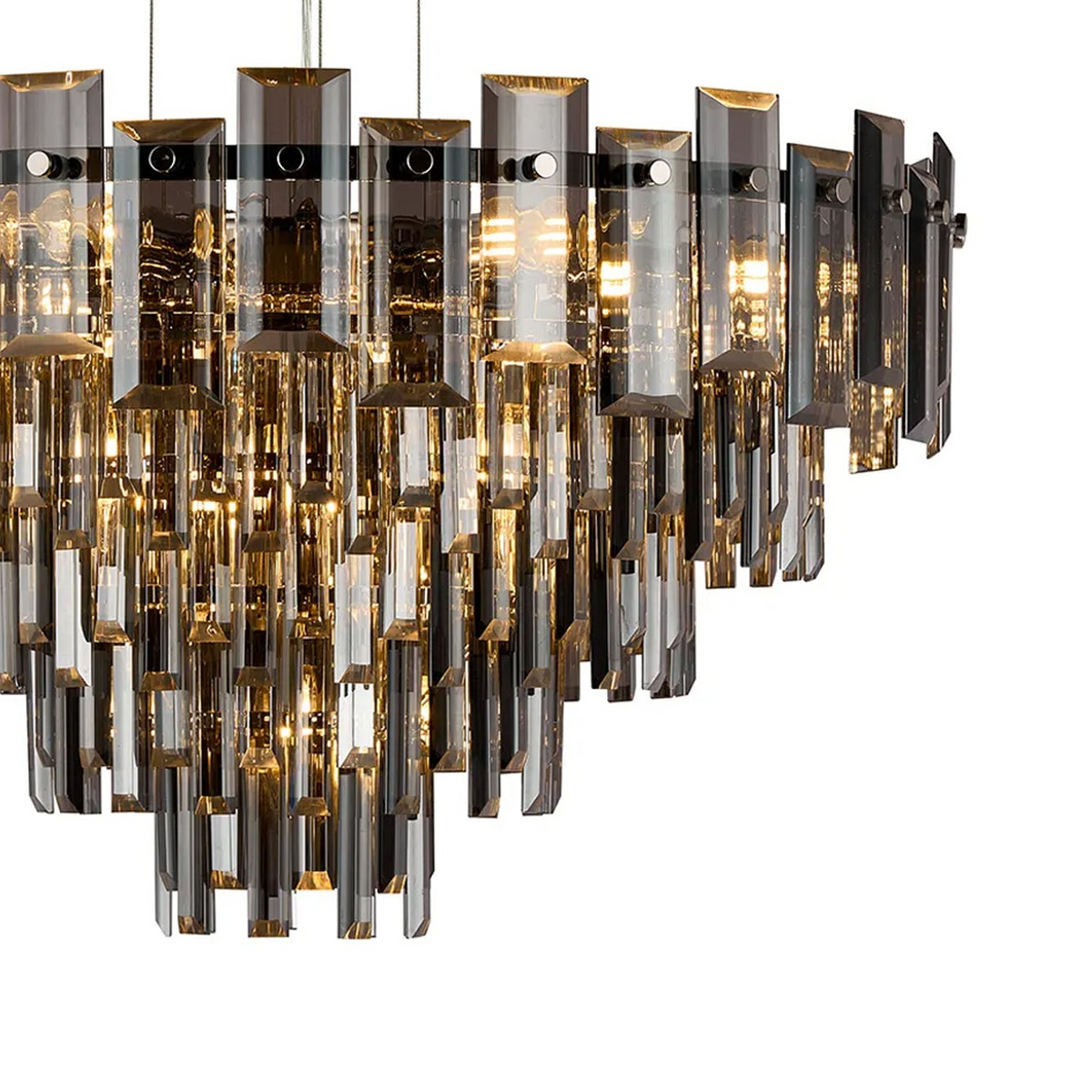 Velator 610mm Pendant in Polished Nickel with Smoked Crystal Glass