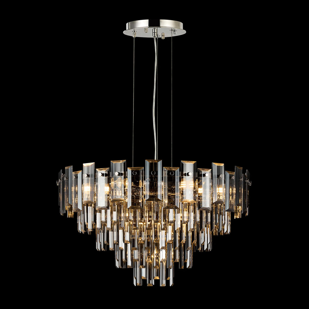 Velator 610mm Pendant in Polished Nickel with Smoked Crystal Glass