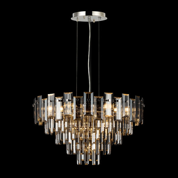 Velator 610mm Pendant in Polished Nickel with Smoked Crystal Glass
