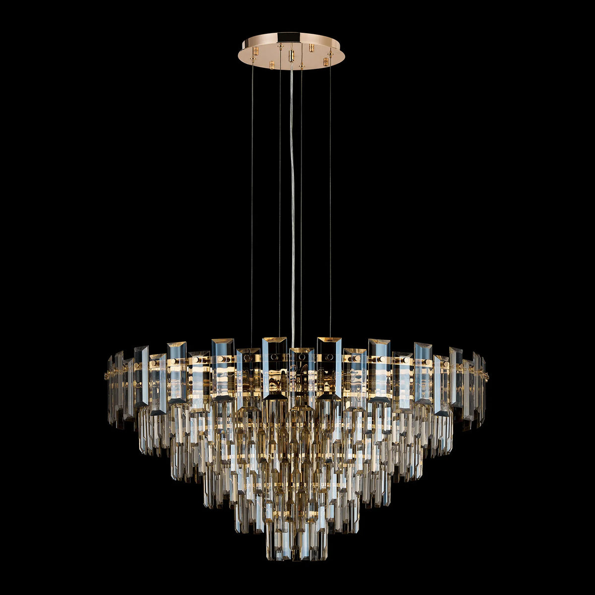 Velator 810mm Pendant in French Gold with Champagne Crystal Glass