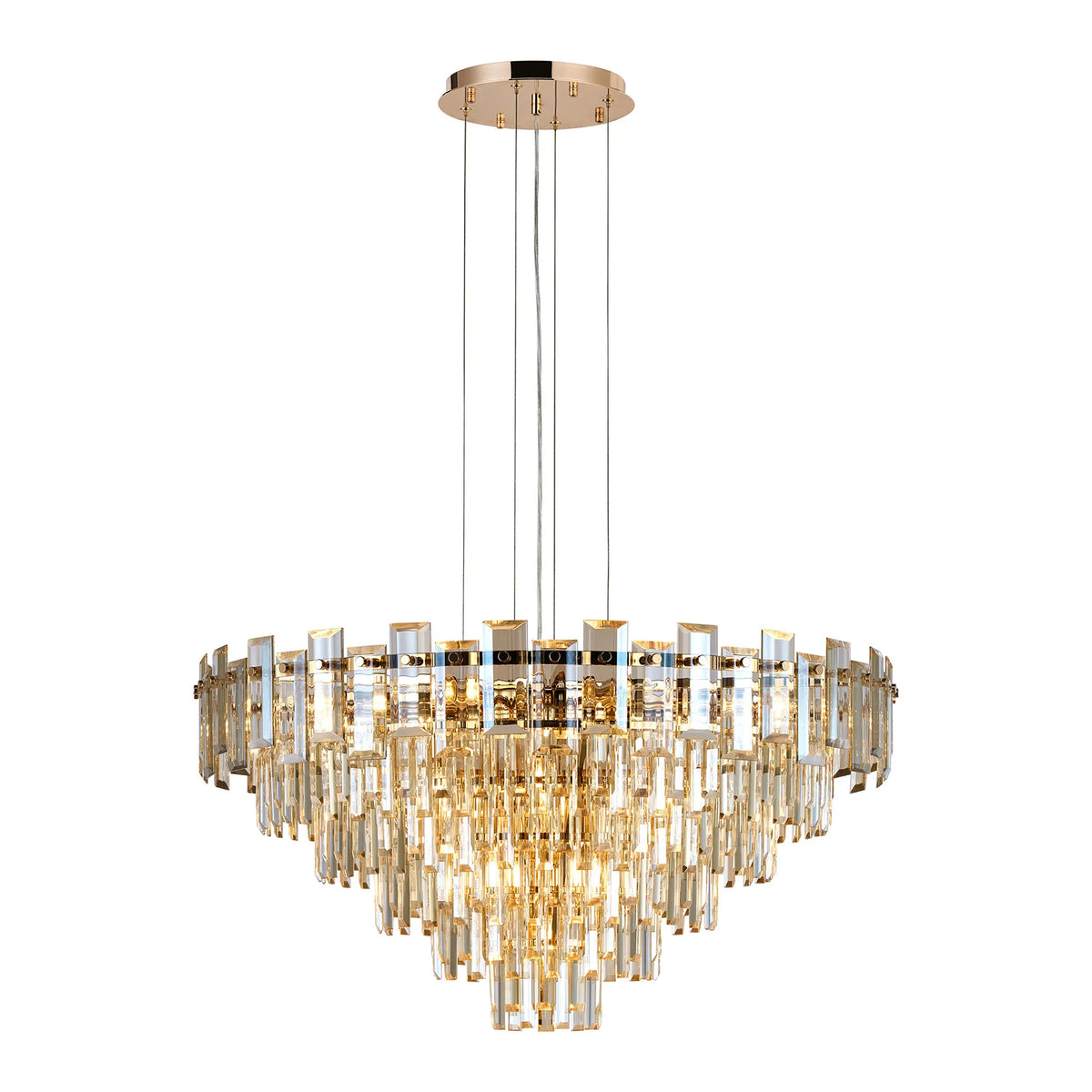 Velator 810mm Pendant in French Gold with Champagne Crystal Glass