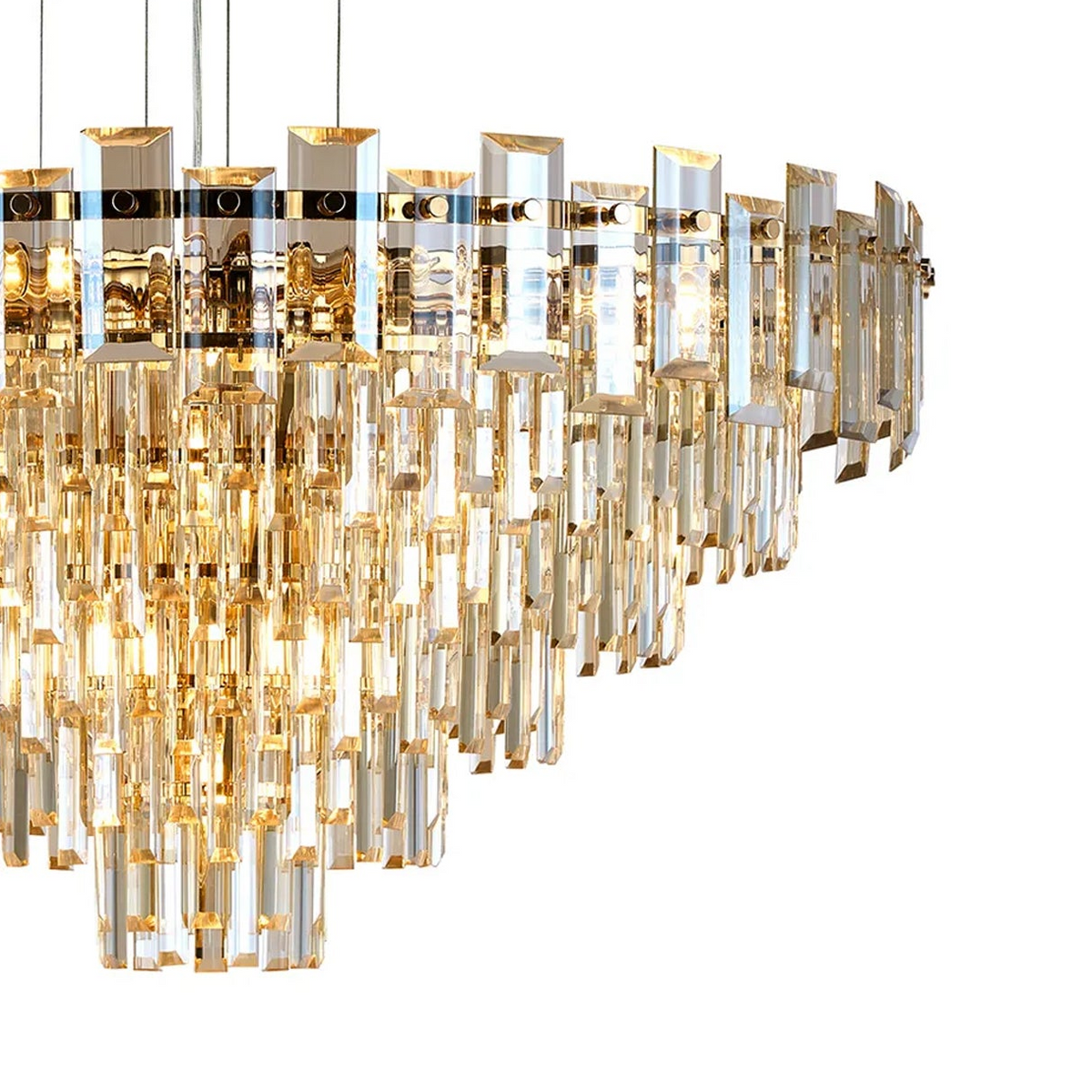 Velator 810mm Pendant in French Gold with Champagne Crystal Glass