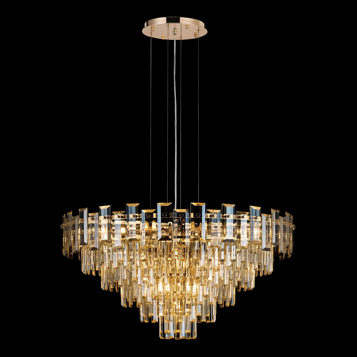 Velator 810mm Pendant in French Gold with Champagne Crystal Glass