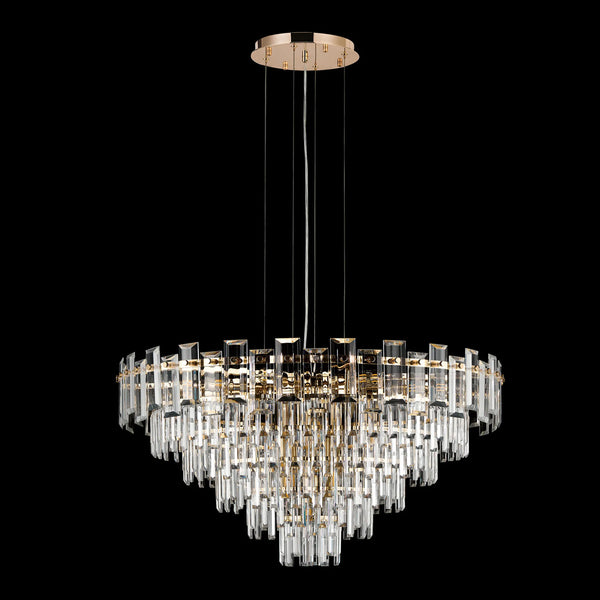 Velator 810mm Pendant in French Gold with Clear Crystal Glass