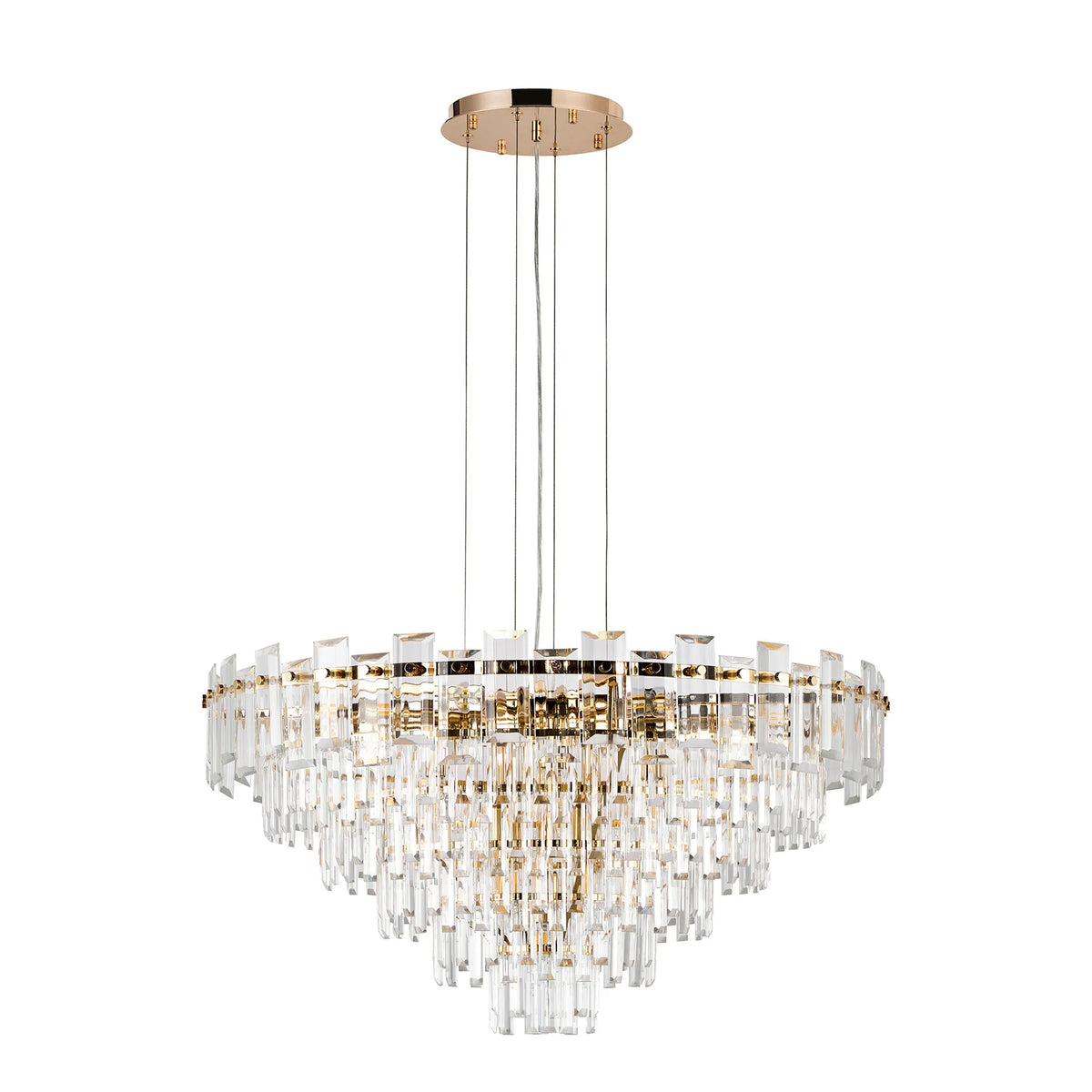 Velator 810mm Pendant in French Gold with Clear Crystal Glass