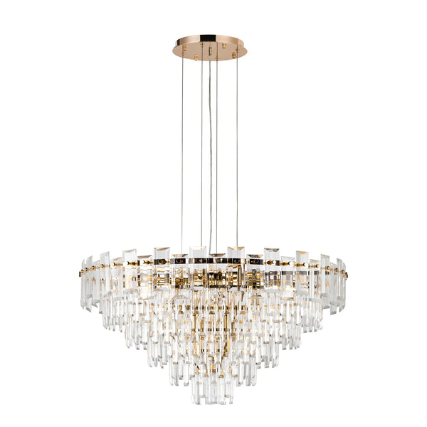 Velator 810mm Pendant in French Gold with Clear Crystal Glass