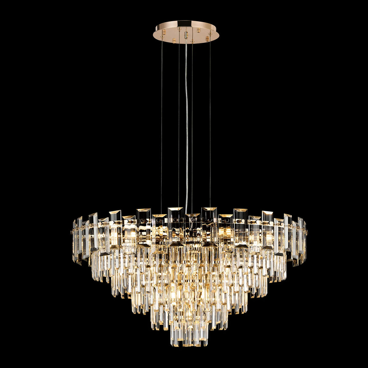 Velator 810mm Pendant in French Gold with Clear Crystal Glass