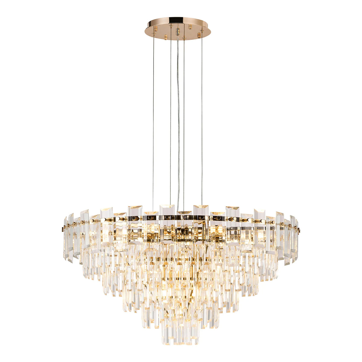 Velator 810mm Pendant in French Gold with Clear Crystal Glass