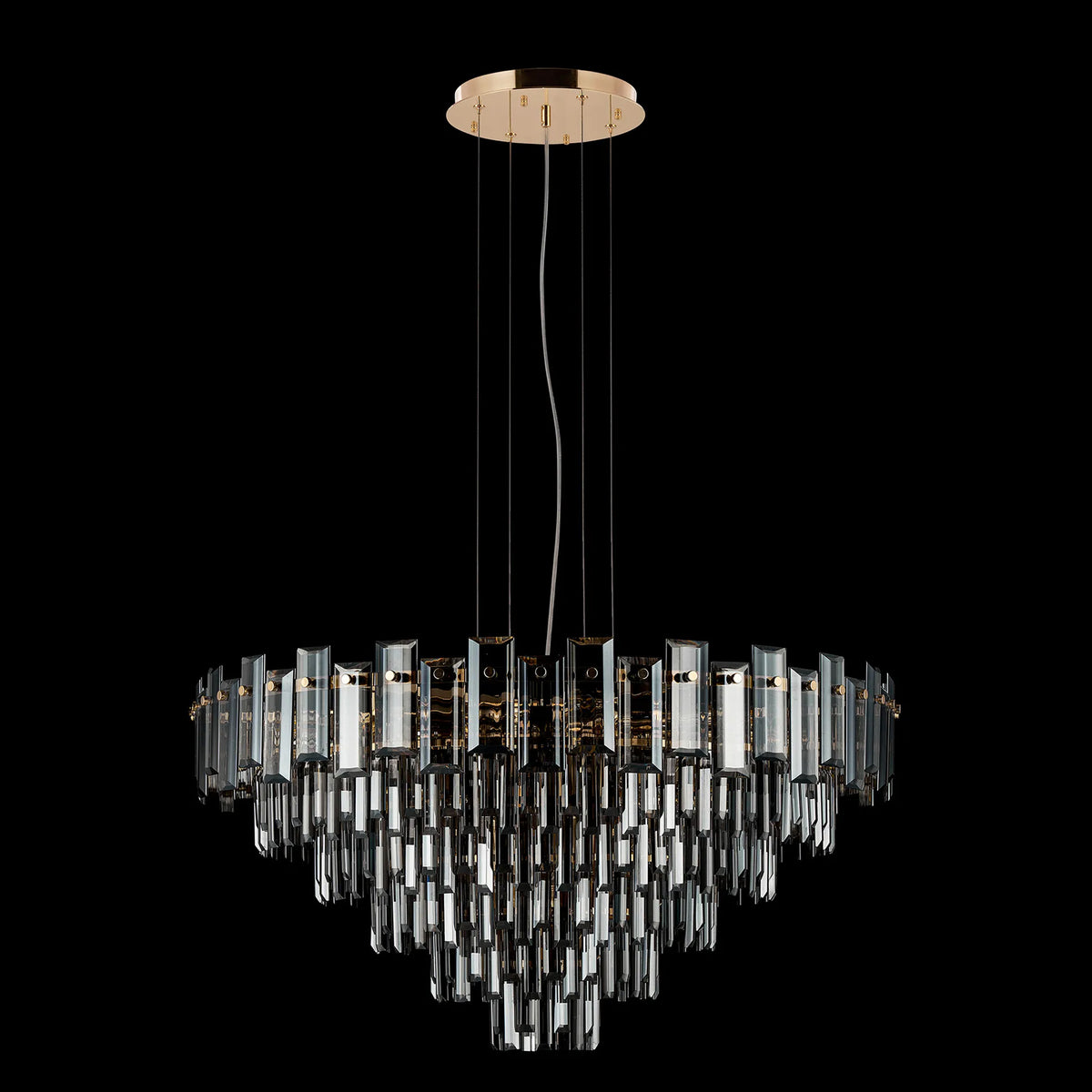Velator 810mm Pendant in French Gold with Smoked Crystal Glass