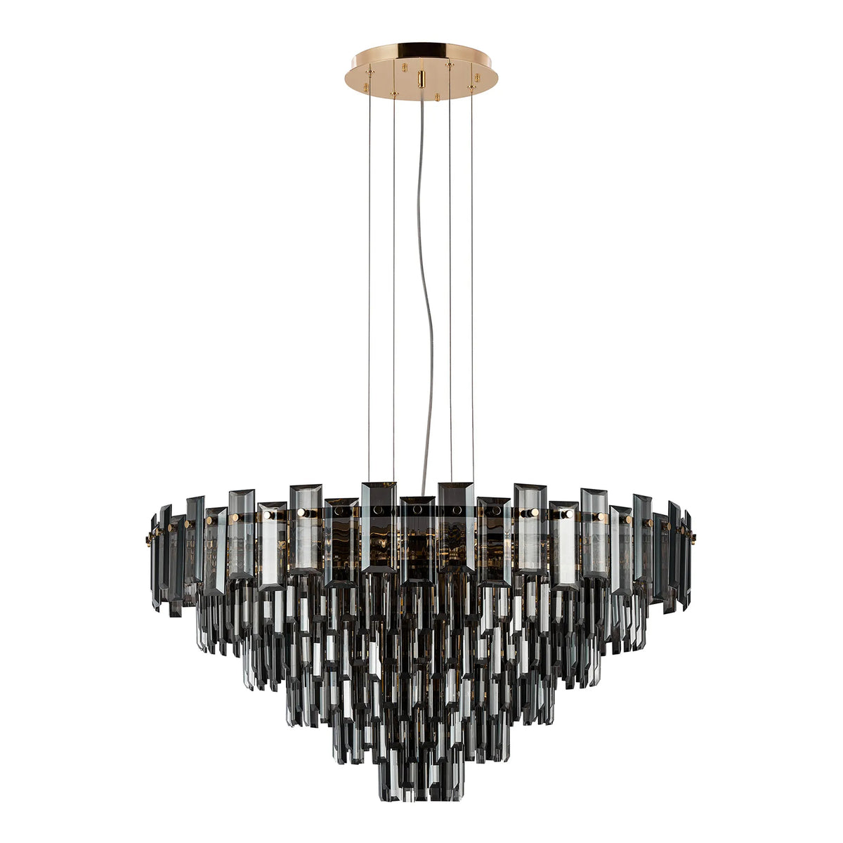 Velator 810mm Pendant in French Gold with Smoked Crystal Glass