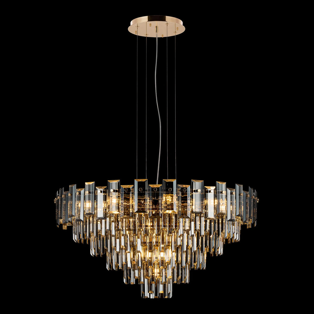 Velator 810mm Pendant in French Gold with Smoked Crystal Glass