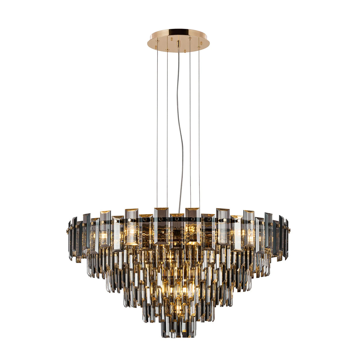 Velator 810mm Pendant in French Gold with Smoked Crystal Glass