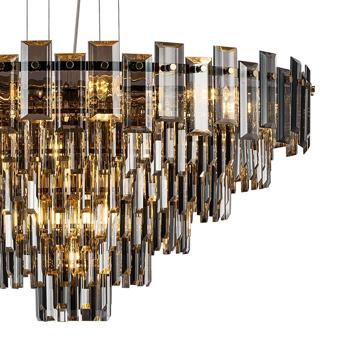 Velator 810mm Pendant in French Gold with Smoked Crystal Glass