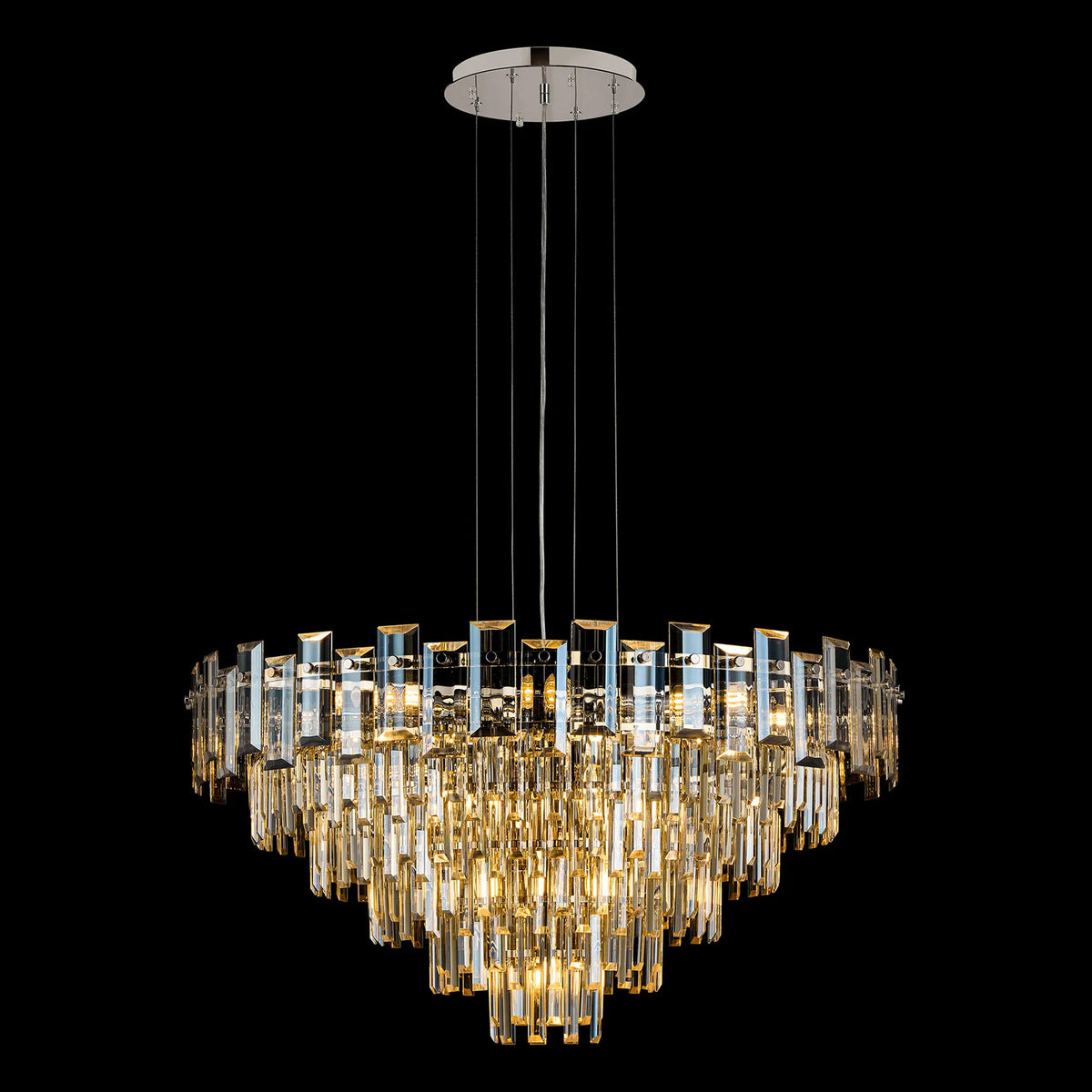 Velator 810mm Pendant in Polished Nickel with Champagne Crystal Glass