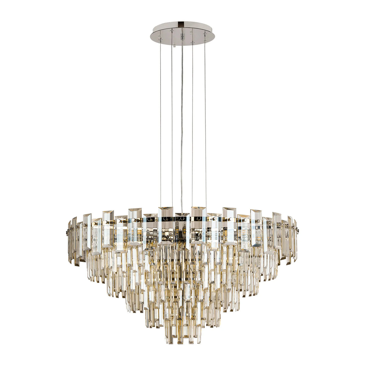 Velator 810mm Pendant in Polished Nickel with Champagne Crystal Glass