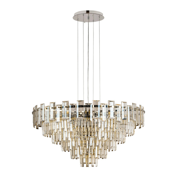 Velator 810mm Pendant in Polished Nickel with Champagne Crystal Glass