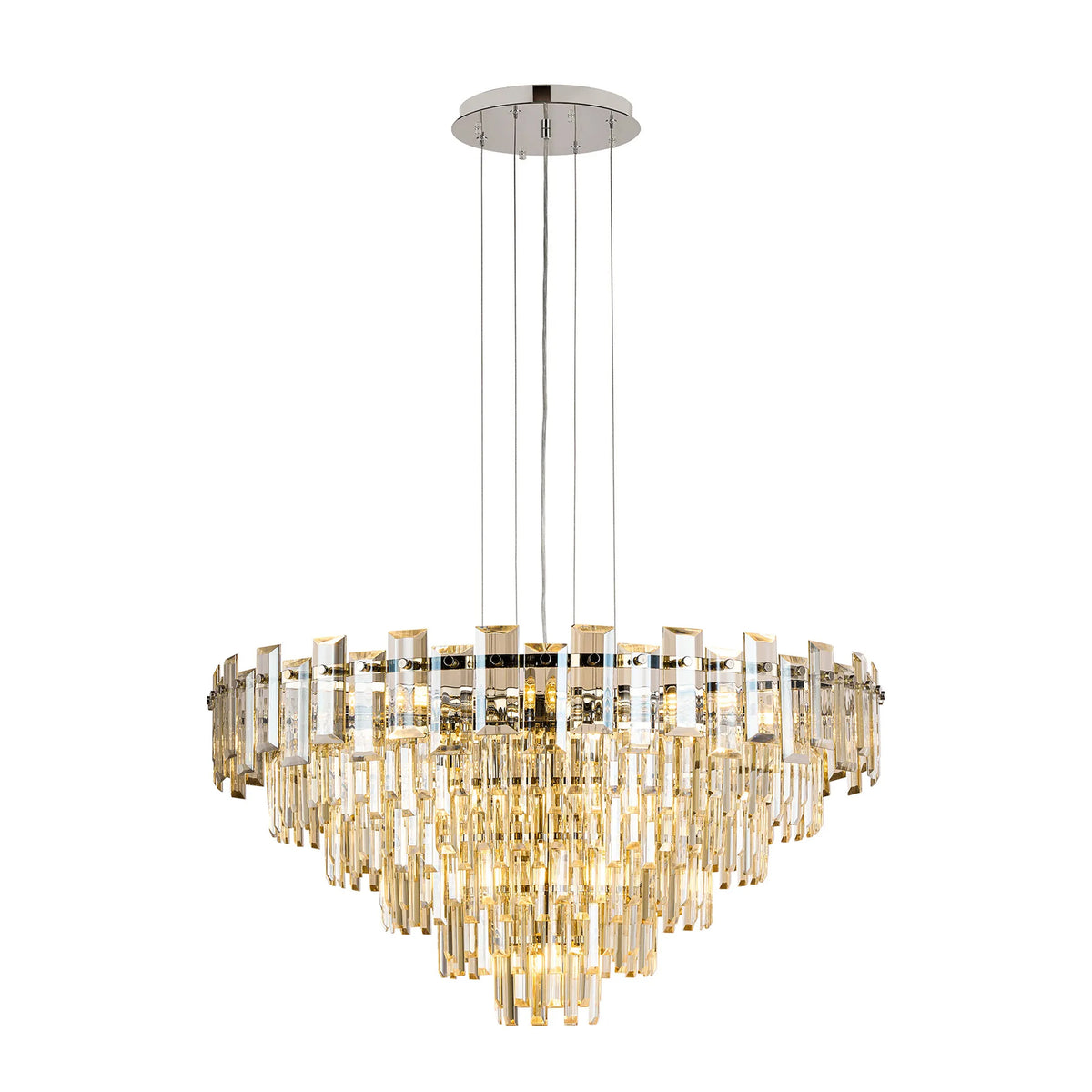 Velator 810mm Pendant in Polished Nickel with Champagne Crystal Glass