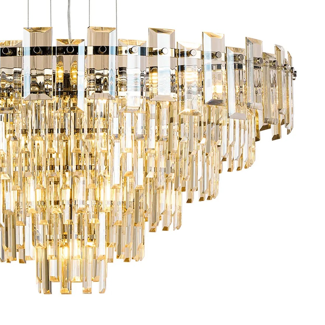 Velator 810mm Pendant in Polished Nickel with Champagne Crystal Glass