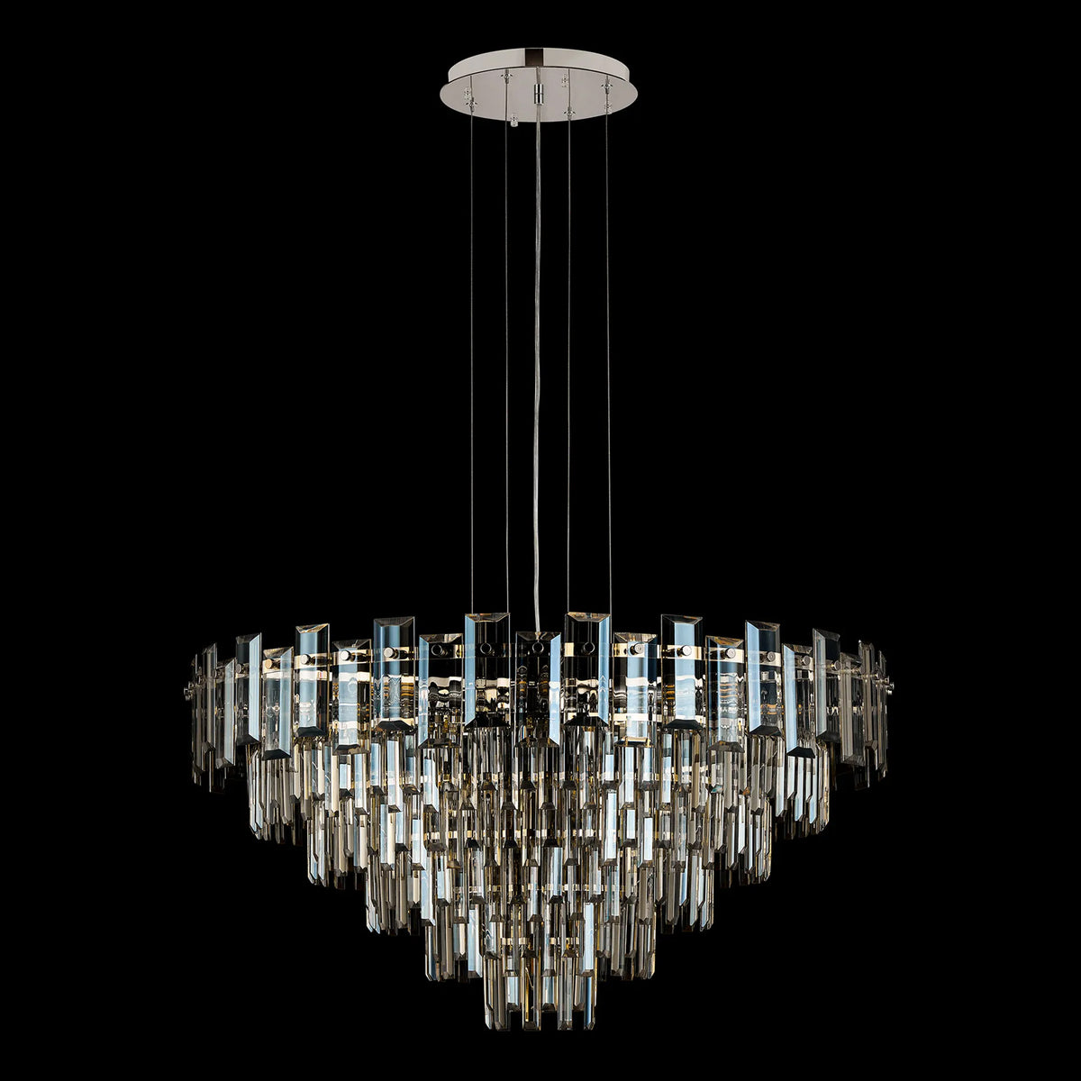 Velator 810mm Pendant in Polished Nickel with Champagne Crystal Glass